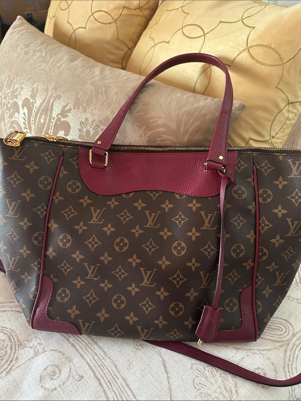 Louis Vuitton Monogram Tote with Bordeaux Trim